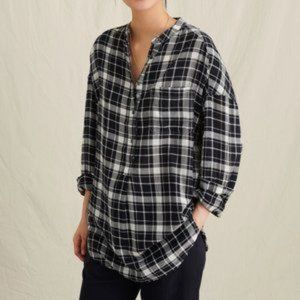 ALEX MILL Plaid Black White Popover Tunic Size S
